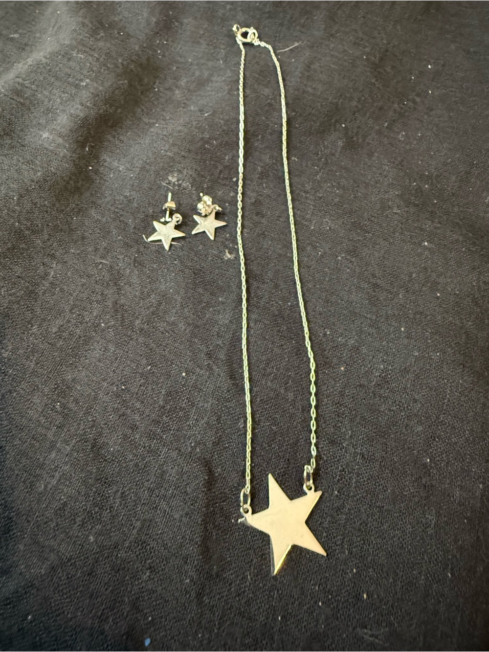 Gold Star Pendant Necklace and Stud Earrings Set - Women